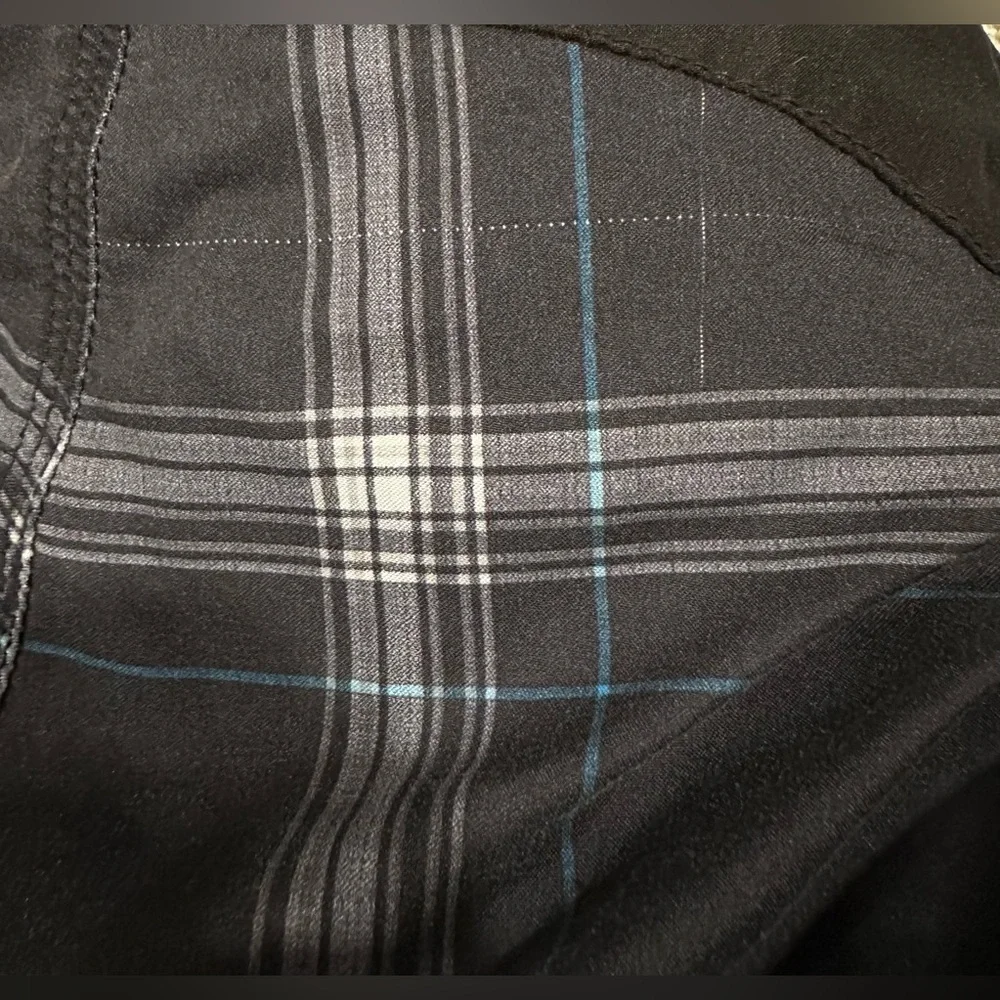 O'Neill Men's Black and Gray Plaid Board Shorts Size 38